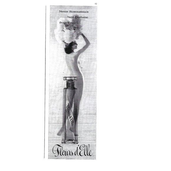 Fleur d elle Perfume from France 1960s Vintage Print Ad 9 x 3 inch Tall - Picture 1 of 4